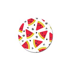 Cute Smiling Watermelon Seamless Pattern White Background Golf Ball Marker by Pakjumat