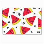 Cute Smiling Watermelon Seamless Pattern White Background Postcards 5  x 7  (Pkg of 10) Front