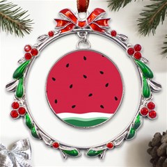 Minimalist Summer Watermelon Wallpaper Metal X mas Wreath Ribbon Ornament