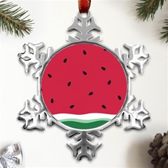 Minimalist Summer Watermelon Wallpaper Metal Small Snowflake Ornament by Pakjumat