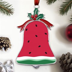 Minimalist Summer Watermelon Wallpaper Metal Holly Leaf Bell Ornament