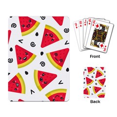 Cute Smiling Watermelon Seamless Pattern White Background Playing Cards Single Design (rectangle)