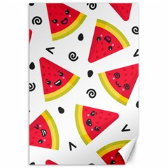 Cute Smiling Watermelon Seamless Pattern White Background Canvas 20  X 30  by Pakjumat