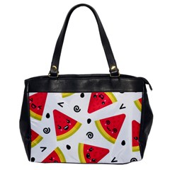 Cute Smiling Watermelon Seamless Pattern White Background Oversize Office Handbag by Pakjumat