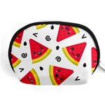 Cute Smiling Watermelon Seamless Pattern White Background Accessory Pouch (Medium) Front