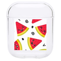 Cute Smiling Watermelon Seamless Pattern White Background Hard Pc Airpods 1/2 Case by Pakjumat