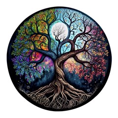 Tree Colourful Round Glass Fridge Magnet (4 Pack) by Pakjumat