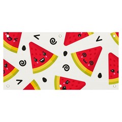 Cute Smiling Watermelon Seamless Pattern White Background Banner And Sign 6  X 3  by Pakjumat