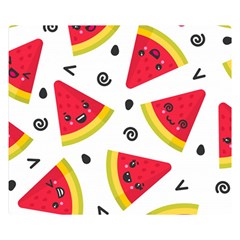 Cute Smiling Watermelon Seamless Pattern White Background Premium Plush Fleece Blanket (small) by Pakjumat