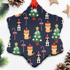 Boston Terrier Welsh Corgi Puppies Seamless Pattern Wallpaper Ornament (snowflake)