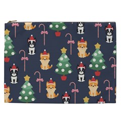 Boston Terrier Welsh Corgi Puppies Seamless Pattern Wallpaper Cosmetic Bag (xxl) by Pakjumat