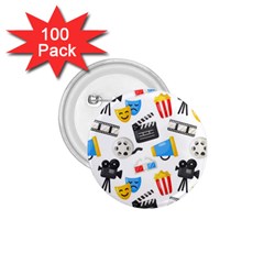 Cinema Icons Pattern Seamless Signs Symbols Collection Icon 1 75  Buttons (100 Pack)  by Pakjumat