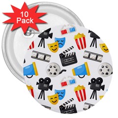 Cinema Icons Pattern Seamless Signs Symbols Collection Icon 3  Buttons (10 Pack)  by Pakjumat