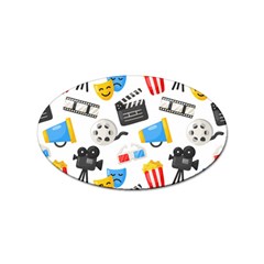 Cinema Icons Pattern Seamless Signs Symbols Collection Icon Sticker (oval) by Pakjumat