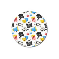 Cinema Icons Pattern Seamless Signs Symbols Collection Icon Magnet 3  (round) by Pakjumat