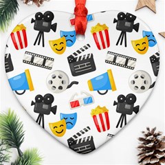 Cinema Icons Pattern Seamless Signs Symbols Collection Icon Heart Ornament (two Sides)