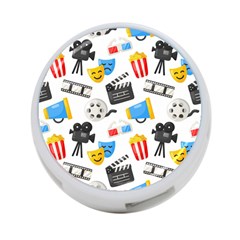 Cinema Icons Pattern Seamless Signs Symbols Collection Icon 4-port Usb Hub (one Side) by Pakjumat