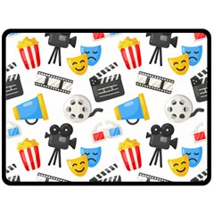 Cinema Icons Pattern Seamless Signs Symbols Collection Icon Fleece Blanket (large) by Pakjumat