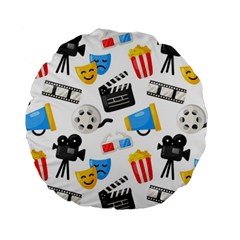 Cinema Icons Pattern Seamless Signs Symbols Collection Icon Standard 15  Premium Round Cushions by Pakjumat