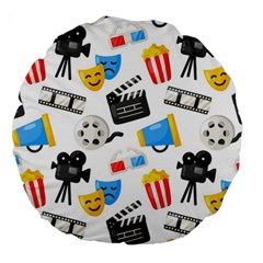 Cinema Icons Pattern Seamless Signs Symbols Collection Icon Large 18  Premium Round Cushions by Pakjumat