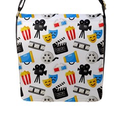 Cinema Icons Pattern Seamless Signs Symbols Collection Icon Flap Closure Messenger Bag (l)