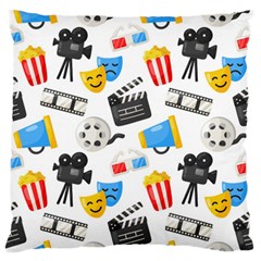 Cinema Icons Pattern Seamless Signs Symbols Collection Icon Large Premium Plush Fleece Cushion Case (two Sides) by Pakjumat