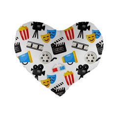 Cinema Icons Pattern Seamless Signs Symbols Collection Icon Standard 16  Premium Flano Heart Shape Cushions by Pakjumat