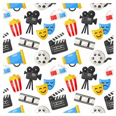 Cinema Icons Pattern Seamless Signs Symbols Collection Icon Wooden Puzzle Square by Pakjumat