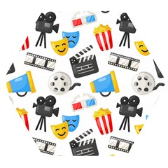 Cinema Icons Pattern Seamless Signs Symbols Collection Icon Wooden Puzzle Hexagon by Pakjumat