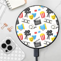 Cinema Icons Pattern Seamless Signs Symbols Collection Icon Wireless Fast Charger(black) by Pakjumat