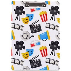 Cinema Icons Pattern Seamless Signs Symbols Collection Icon A4 Acrylic Clipboard by Pakjumat