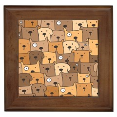 Cute Dog Seamless Pattern Background Framed Tile by Pakjumat