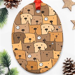 Cute Dog Seamless Pattern Background Ornament (oval)