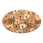 Cute Dog Seamless Pattern Background Oval Magnet Front