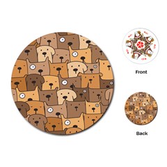 Cute Dog Seamless Pattern Background Playing Cards Single Design (round)