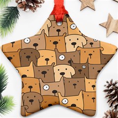 Cute Dog Seamless Pattern Background Star Ornament (two Sides)