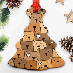 Cute Dog Seamless Pattern Background Christmas Tree Ornament (two Sides)