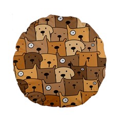 Cute Dog Seamless Pattern Background Standard 15  Premium Round Cushions by Pakjumat