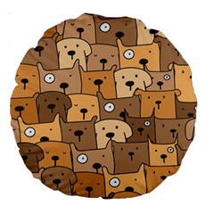 Cute Dog Seamless Pattern Background Large 18  Premium Round Cushions by Pakjumat