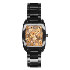 Cute Dog Seamless Pattern Background Stainless Steel Barrel Watch by Pakjumat