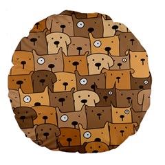 Cute Dog Seamless Pattern Background Large 18  Premium Flano Round Cushions by Pakjumat