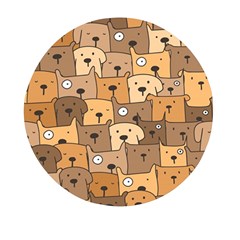 Cute Dog Seamless Pattern Background Mini Round Pill Box by Pakjumat