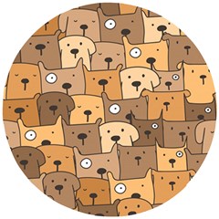 Cute Dog Seamless Pattern Background Wooden Puzzle Round by Pakjumat