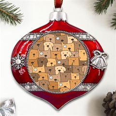 Cute Dog Seamless Pattern Background Metal Snowflake And Bell Red Ornament