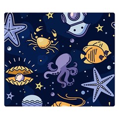 Marine Seamless Pattern Thin Line Memphis Style Two Sides Premium Plush Fleece Blanket (small) by Pakjumat