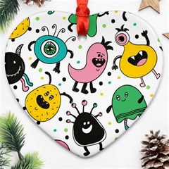 Funny Monster Pattern Ornament (heart) by Pakjumat