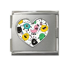 Funny Monster Pattern Mega Link Heart Italian Charm (18mm) by Pakjumat