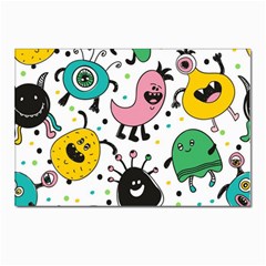 Funny Monster Pattern Postcard 4 x 6  (pkg Of 10) by Pakjumat