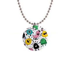 Funny Monster Pattern 1  Button Necklace by Pakjumat