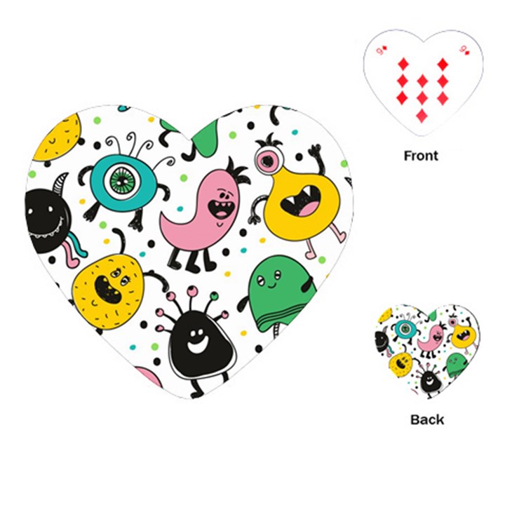 Funny Monster Pattern Playing Cards Single Design (Heart)